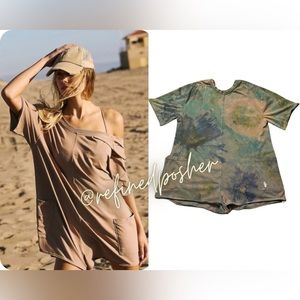 Free People Tan and Multicolor Romper